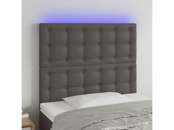 Cabecero Con Luces Led Cuero Sintético Gris 90x5x118/128 Cm
