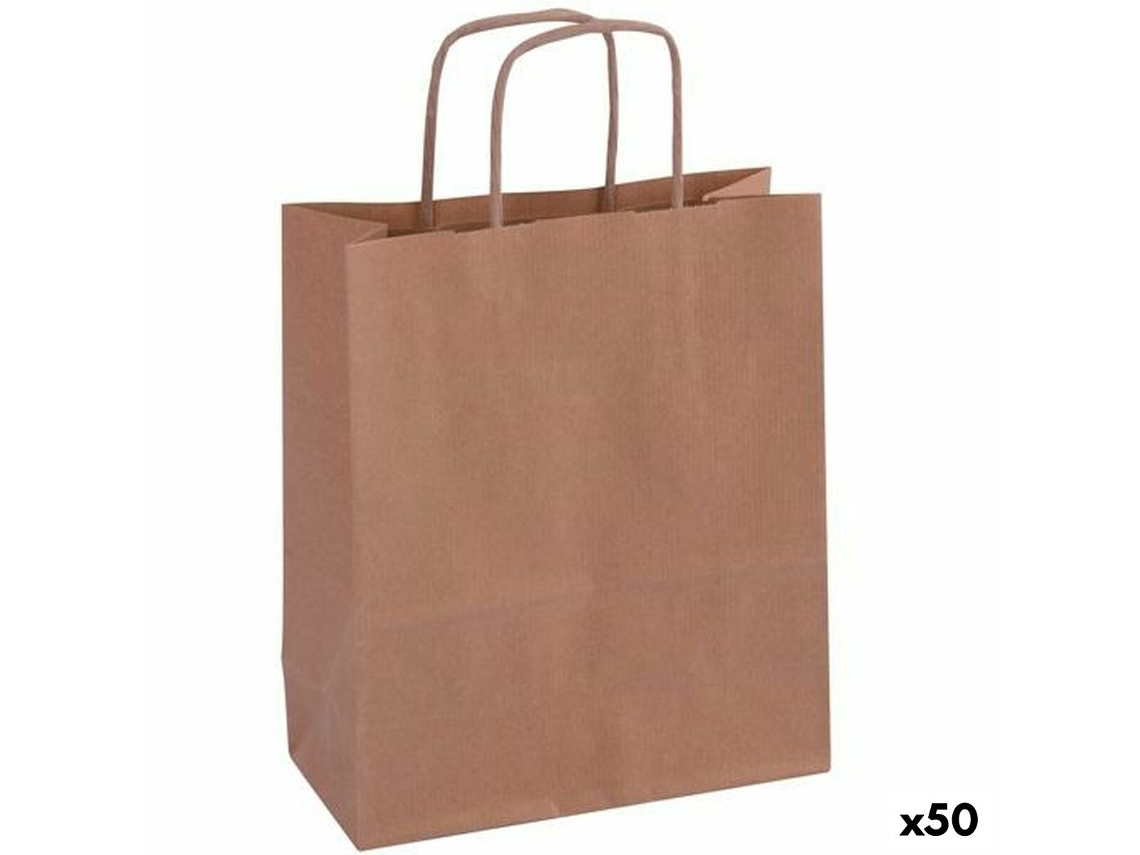 Bolsas Apli Kraft Papel 18 x 8 x 21 cm Marrón Con asas 50 Unidades