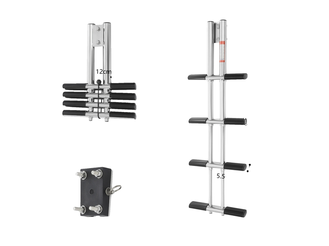 Escalera telescópica, 4 peldaños, capacidad de carga de 408 kg, acero inoxidable, diseño plegable, tamaño compacto (OEM)