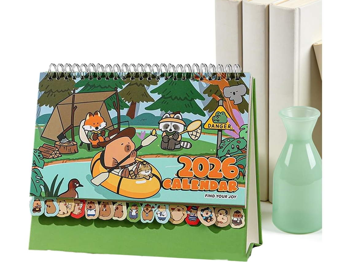 Calendario De Escritorio, Decoración De Con Ilustración De Capibara - De De Animales Para Niños, Adultos