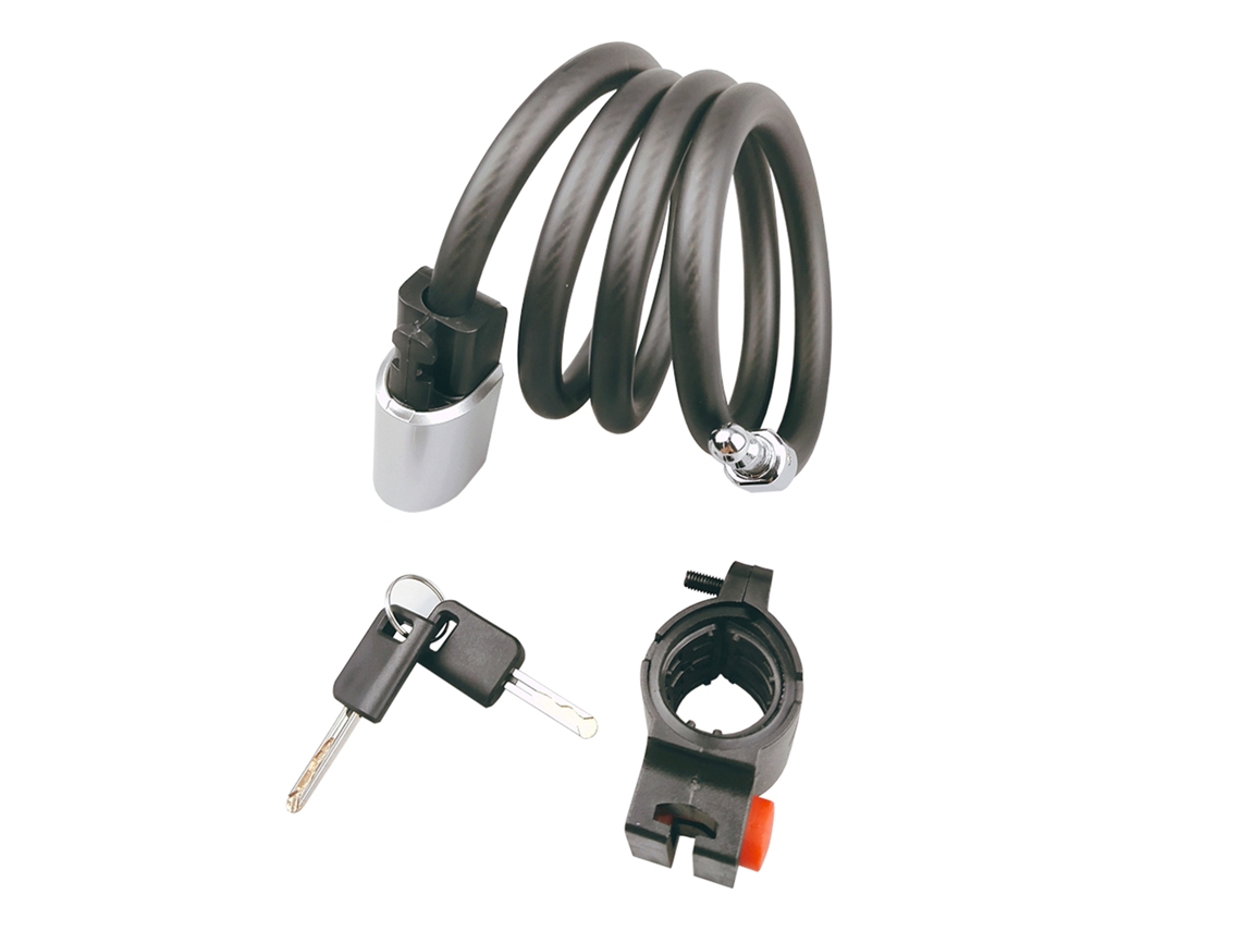 Candado Antirrobo Para Bicicleta Con Cable De Acero Flexible De 1,2 M, Soporte Y Llaves.