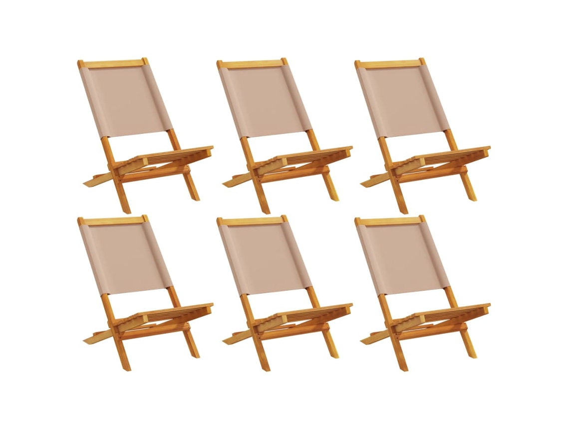Maison Exclusive - Juego de 6 sillas plegables de jardín, tela/madera, gris-marrón