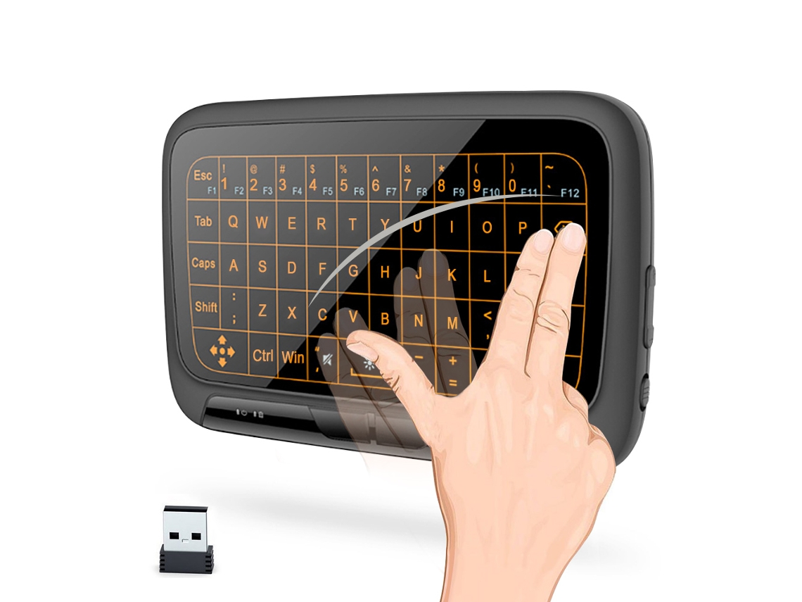 Mini Teclado Inalámbrico De 2,4 Ghz Con Panel Táctil Multitáctil Y Retroiluminación Para Pc, Raspberry Pi Y Android Tv Box.