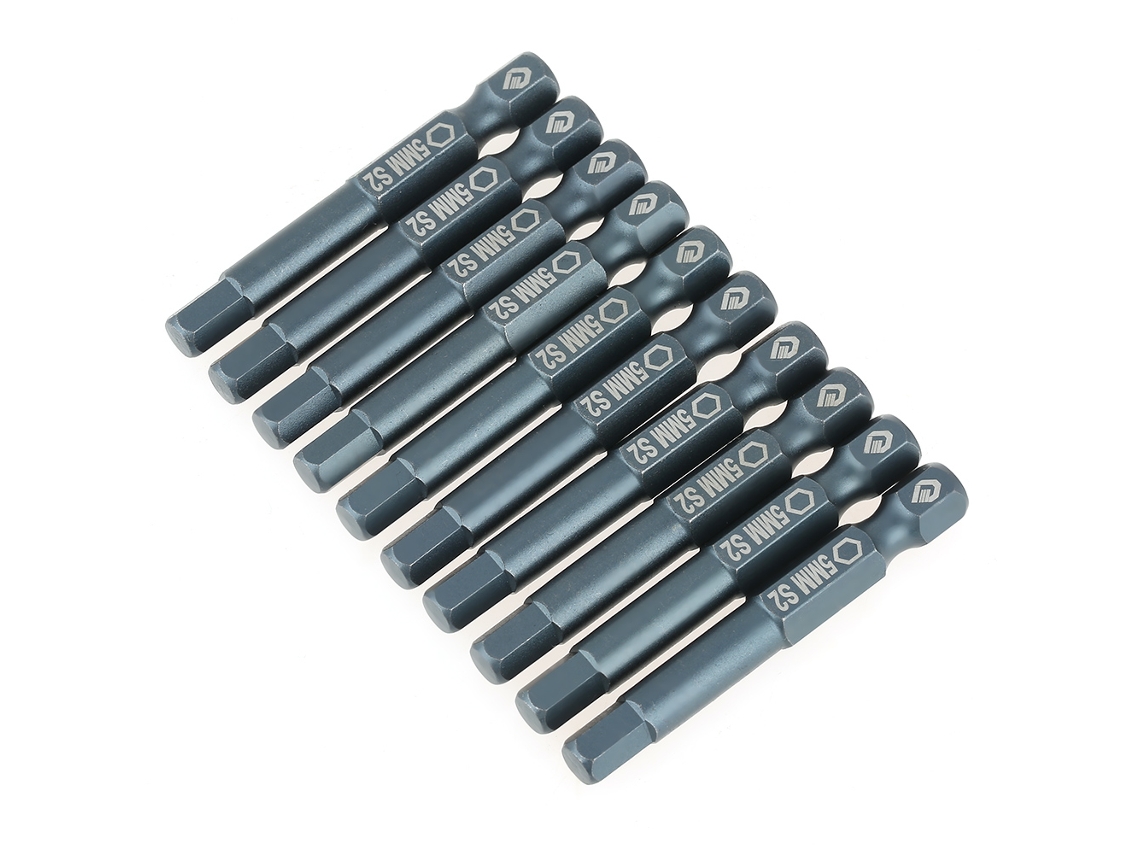Juego De 10 Puntas De Destornillador Hexagonales De Acero S2 De 1/4 De Pulgada (50 Mm), Magnéticas, Antideslizantes Y Resistentes A La Corrosión.