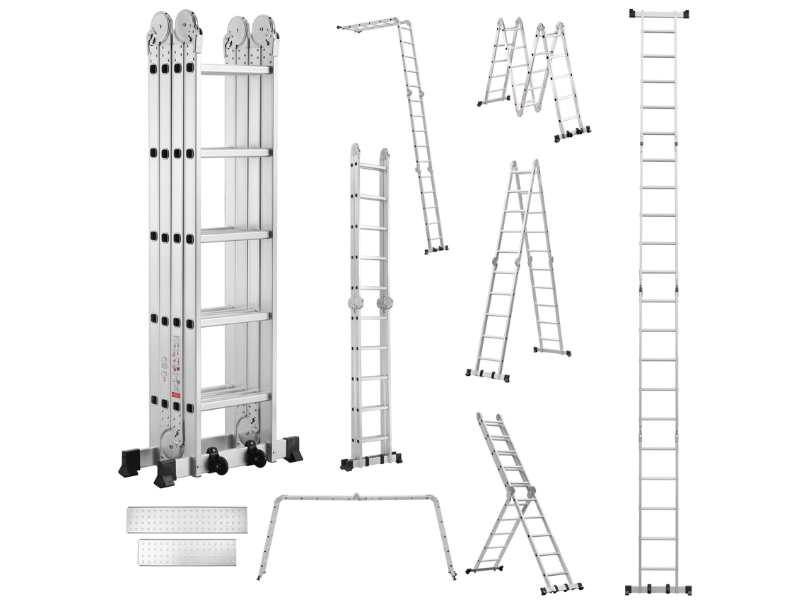 Escalera Telescópica 7 En 1, Escalera Transformable De 5,8 M, 2 Peldaños Gruesos Antideslizantes