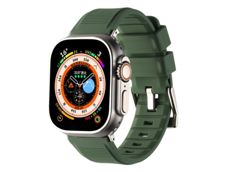 Correa de silicona para reloj inteligente Apple Watch Ultra de 49 mm con doble anilla (verde militar)