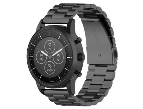 Correa de reloj de acero de 22 mm para reloj inteligente híbrido Fossil HR, Explorist HR Gen 4 para hombre/Sport para hombre (negro)