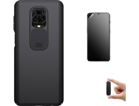 Kit Carcasa y Protector Xiaomi Note 9 Pro Ultimatte Nillkin Camshield Negro