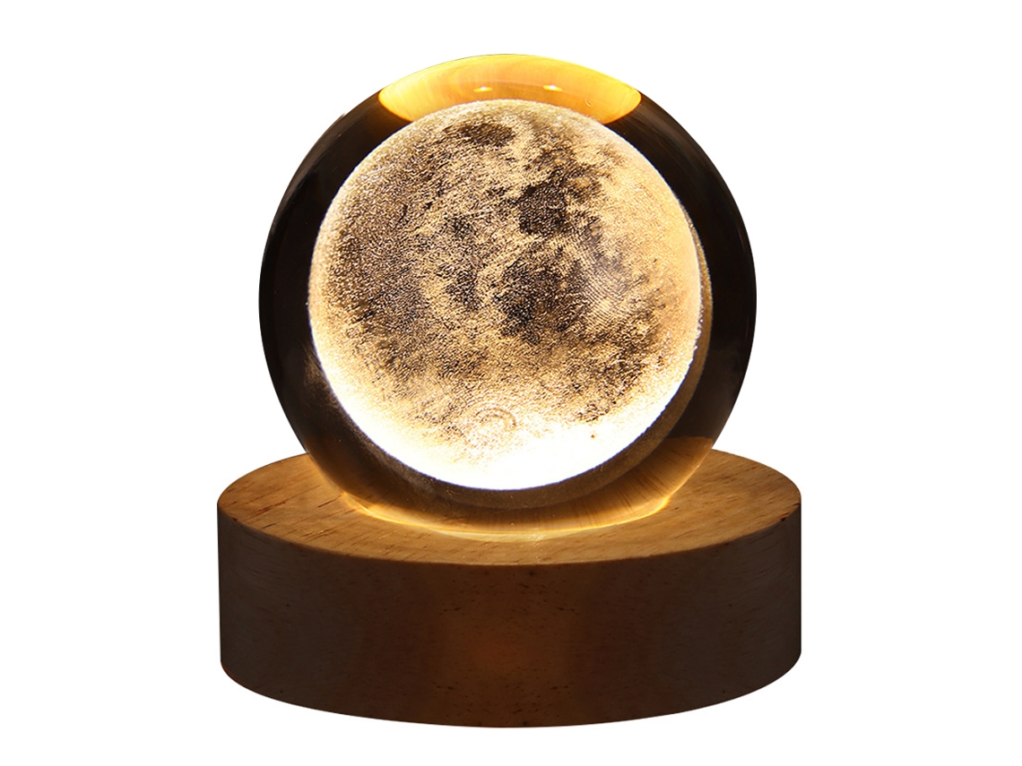 Luz Nocturna De Cristal Luminoso - Luna (6Cm) - Decoración Para Habitación Infantil JEIIBRZUI