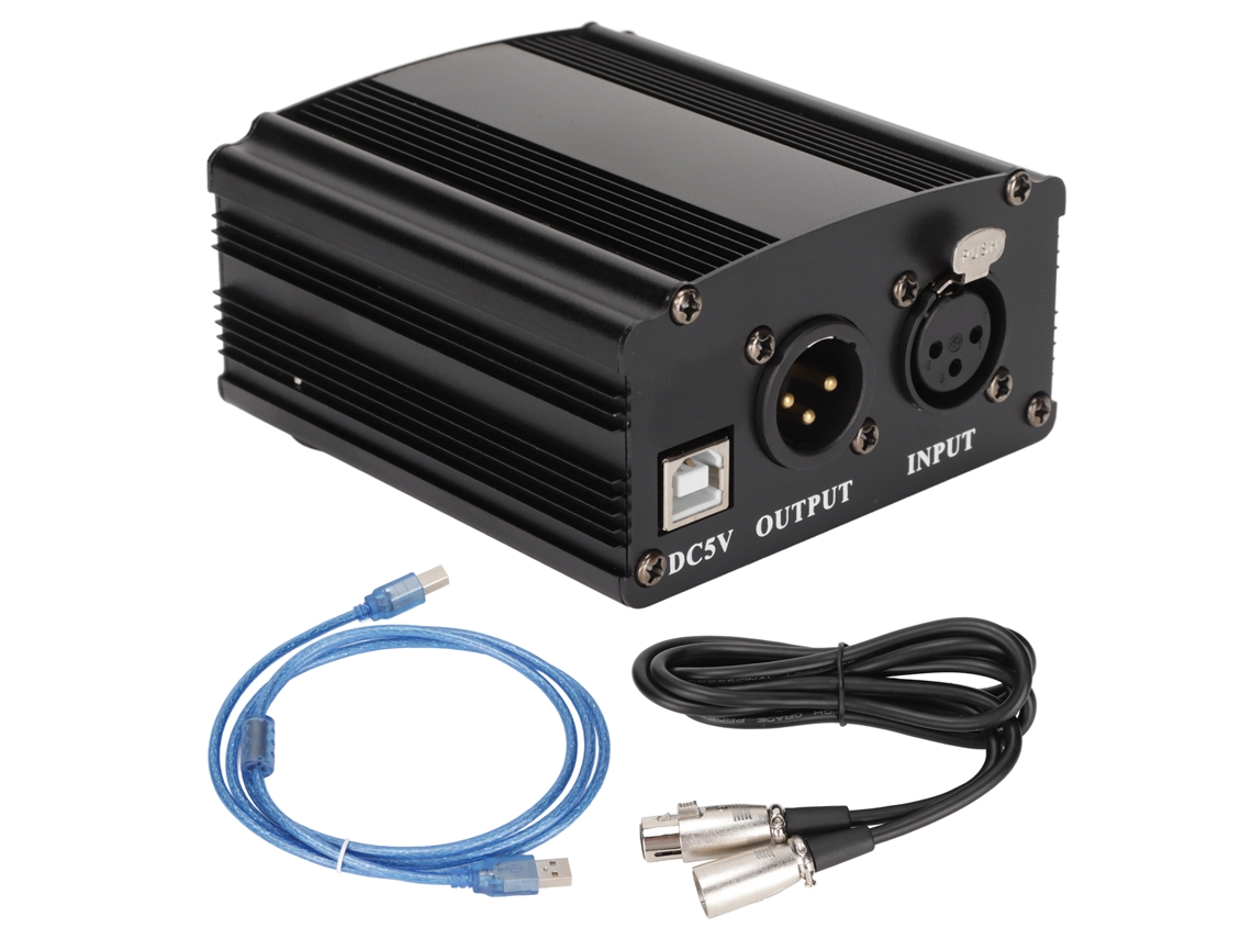 Fuente De Alimentación Fantasma De 48 V, 1 Canal Para Micrófono De Condensador Con Cable Xlr De 3 Pines Y Usb.