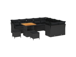 Maison Exclusive - Conjunto De Sofá De Jardín Con Cojín 12 Pcs Negro