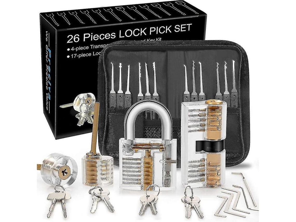 2026altiro-kit Para Abrir Cerraduras, 26 Piezas Con 4 Cerraduras Para Practicar.
