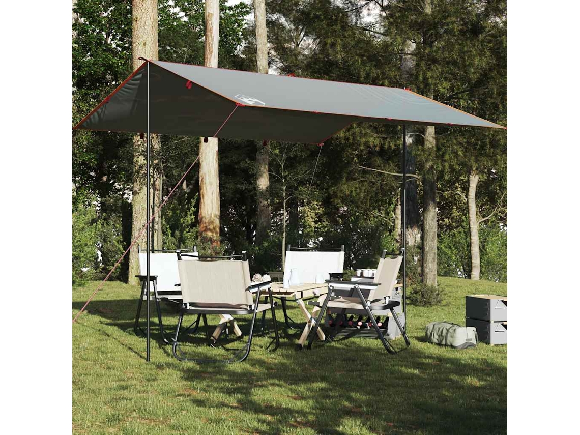 Lona De Camping Impermeable Gris Y Naranja 360x294 Cm