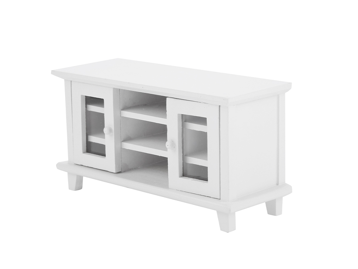 Bjww-armário De Tv Para Casa De Boneca Em Escala 1:12, Móvel De Madeira Em Miniatura, Presente Para Crianças, Branco