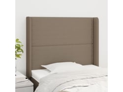 Cabecero Con Orejas De Tela Gris Taupe 93x16x118/128 Cm