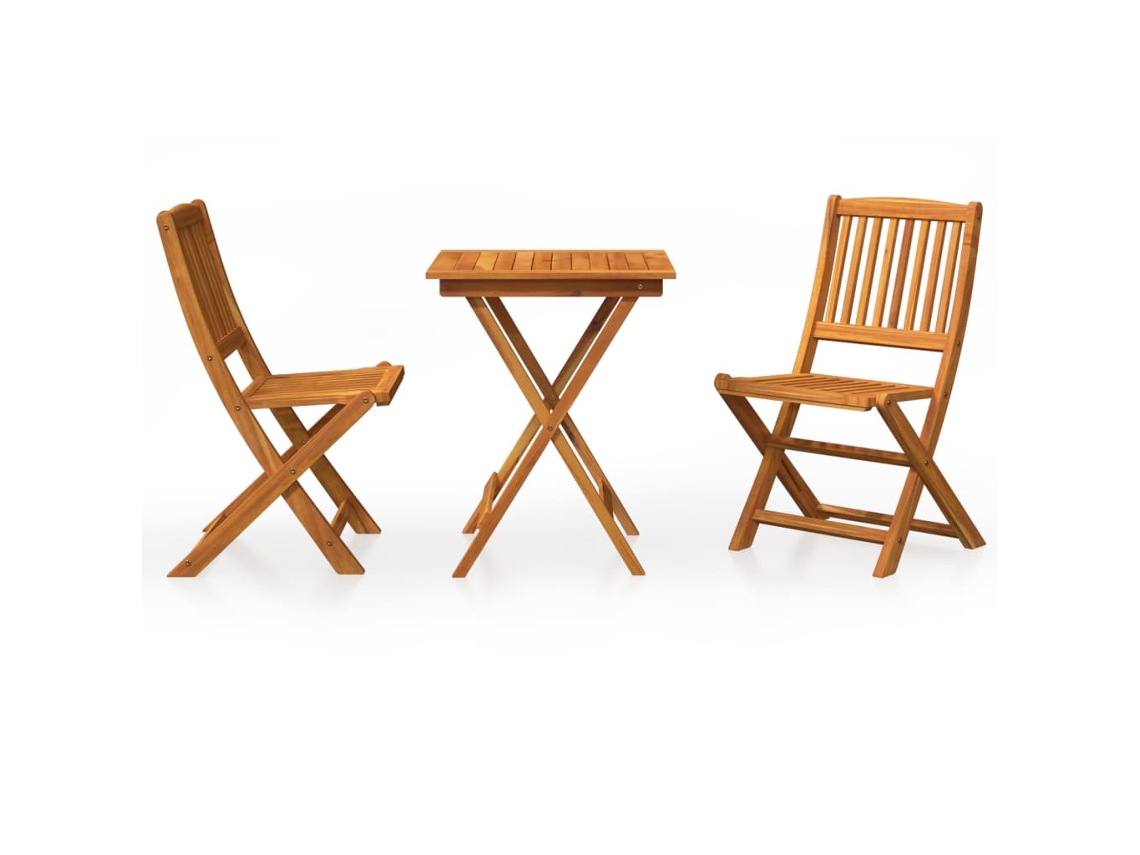 Juego de 3 mesas de comedor de jardín plegables en madera maciza de acacia EXCLUSIVA MAISON