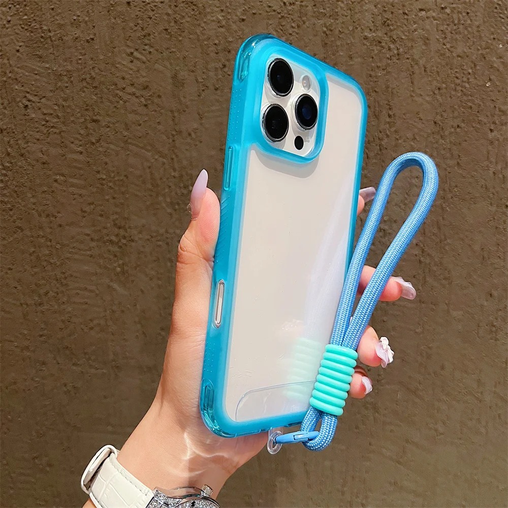 (iphone 16, Azul) Funda Transparente Para Iphone, Funda Protectora A Prueba De Golpes, Adecuada Para Chicas.