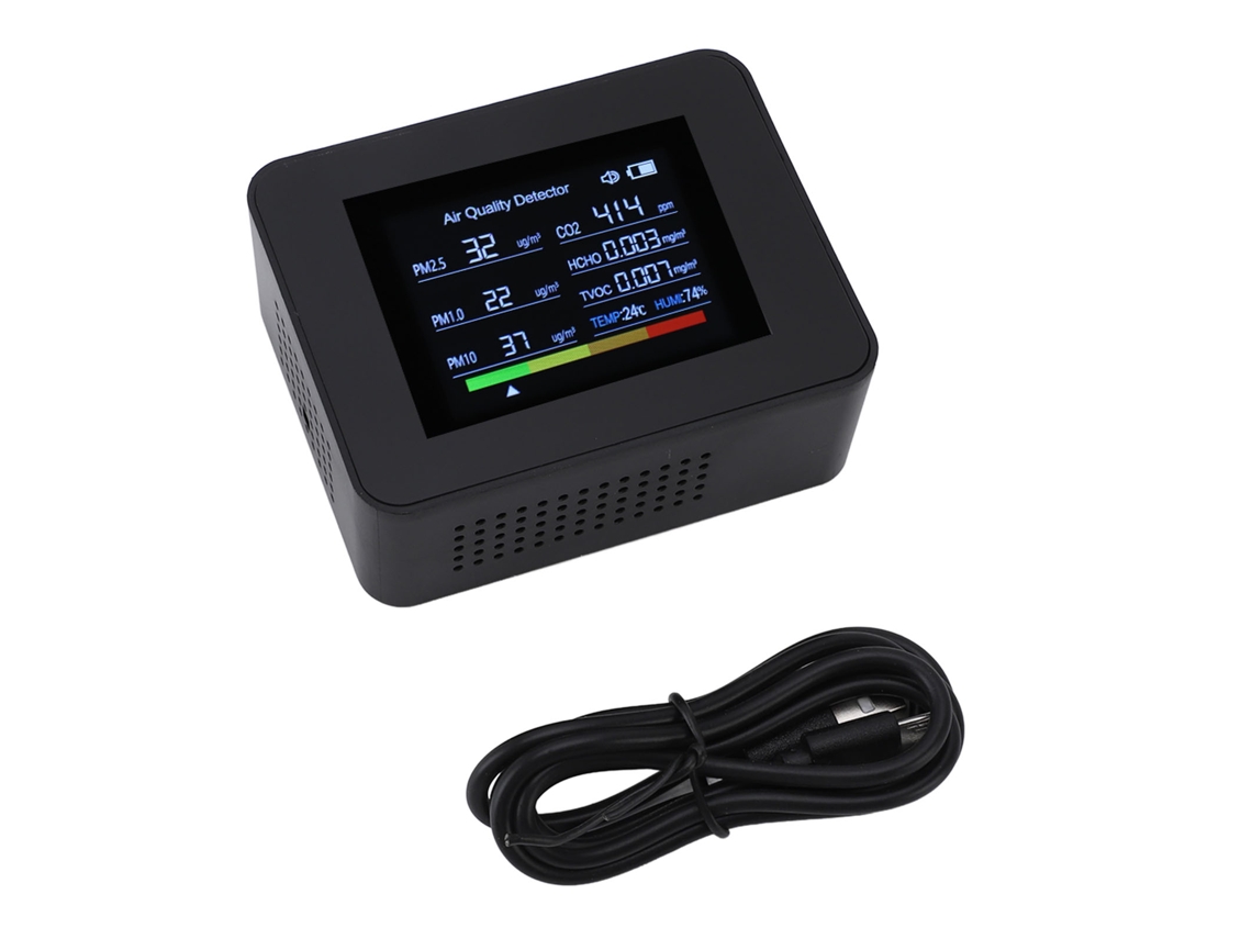 Medidor de Qualidade do Ar Interno 8 em 1 Detector Co2 Pm2.5 Hcho Tvoc Temp Umidade com Alarme