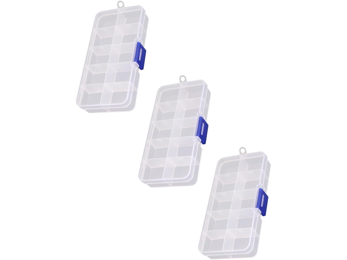 Almacenamiento Plástico 3 Piezas 10 Compartimentos Portátil Organizada Joyas Pendientes Dormitorio Oficina