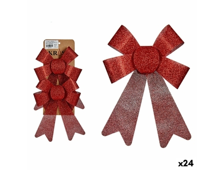 Set Adornos de Navidad Lazo Rojo PVC 15 x 2 x 17 cm (24 Unidades)