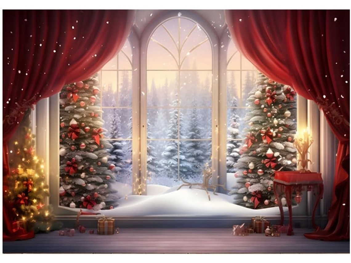Panel de tela navideño para ventana, 210 x 150 cm, ideal para fotos de estudio infantiles. SFUSHOS