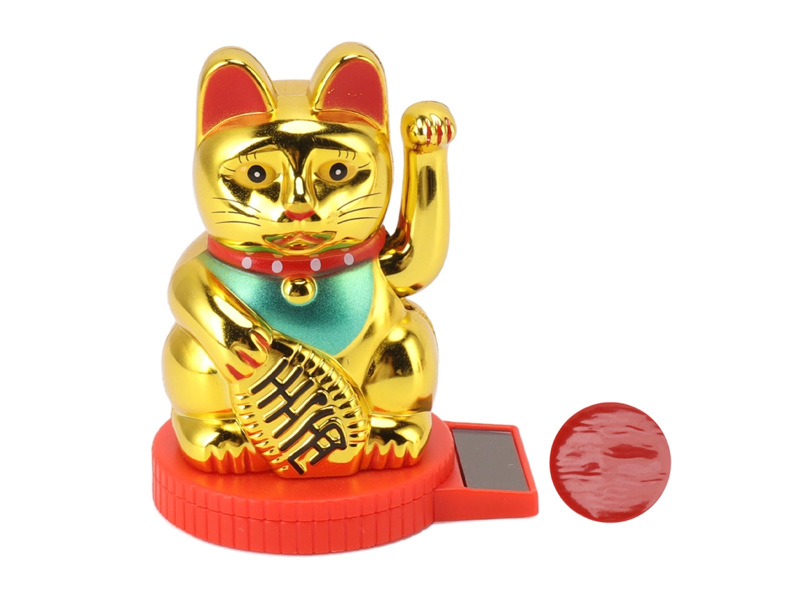 Gato De La Suerte Con Brazo Que Se Mueve, Alimentado Por Energía Solar Para La Prosperidad Y La Buena Fortuna.
