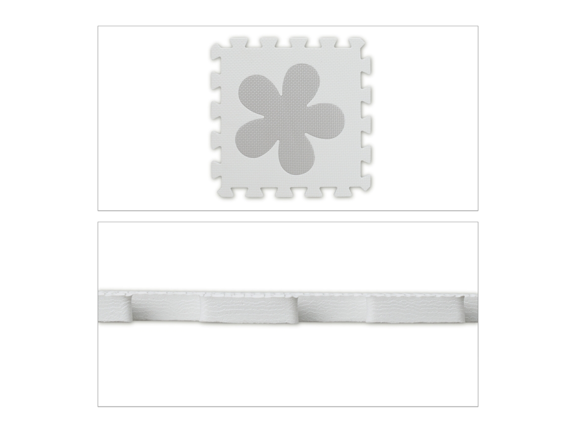 Tapete Puzzle Relaxdays 52 Peças, Espuma Eva, Não Tóxico, 1,4 M², Tapete De Jogos, Vários Motivos, Cinza/branco.