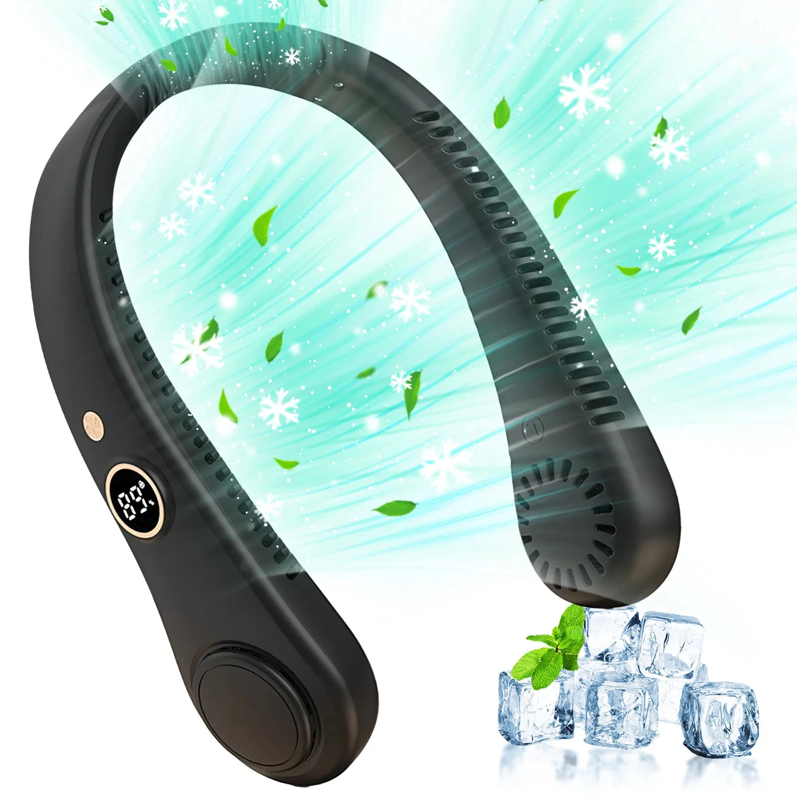 Ventilador De Cuello Eifson Portátil Sin Aspas 5 Velocidades 360° Flujo De Aire Recargablenegro