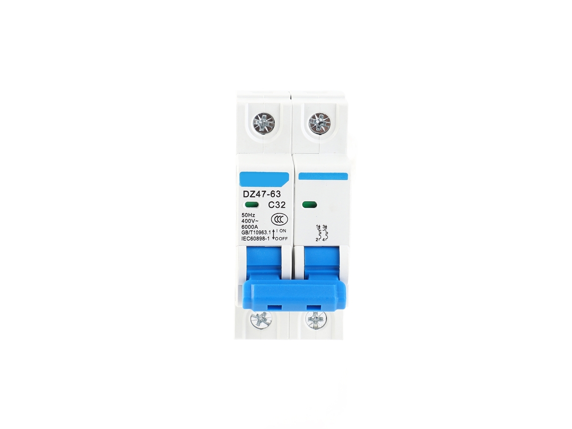 Disyuntor Miniatura Bipolar De 400 V Con Protector De Corriente De Fuga Para Montaje En Riel Din En Uso Residencial.