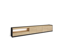 Mueble Tv, Televisión, 310x37x50cm, Para Tv Hasta 80", Led, Roble Y Negro