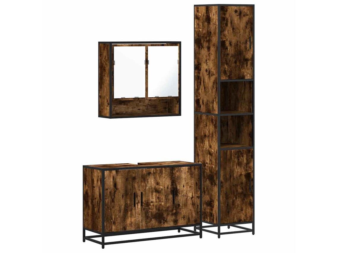 Conjunto 3 De Muebles De Baño VIDAXL Marrón Madera contrachapada
