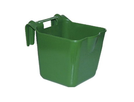 Alimentador KERBL Hangon 8L para pendurar plástico resistente a impactos com ganchos circulares verdes com alça 27 x 35 x