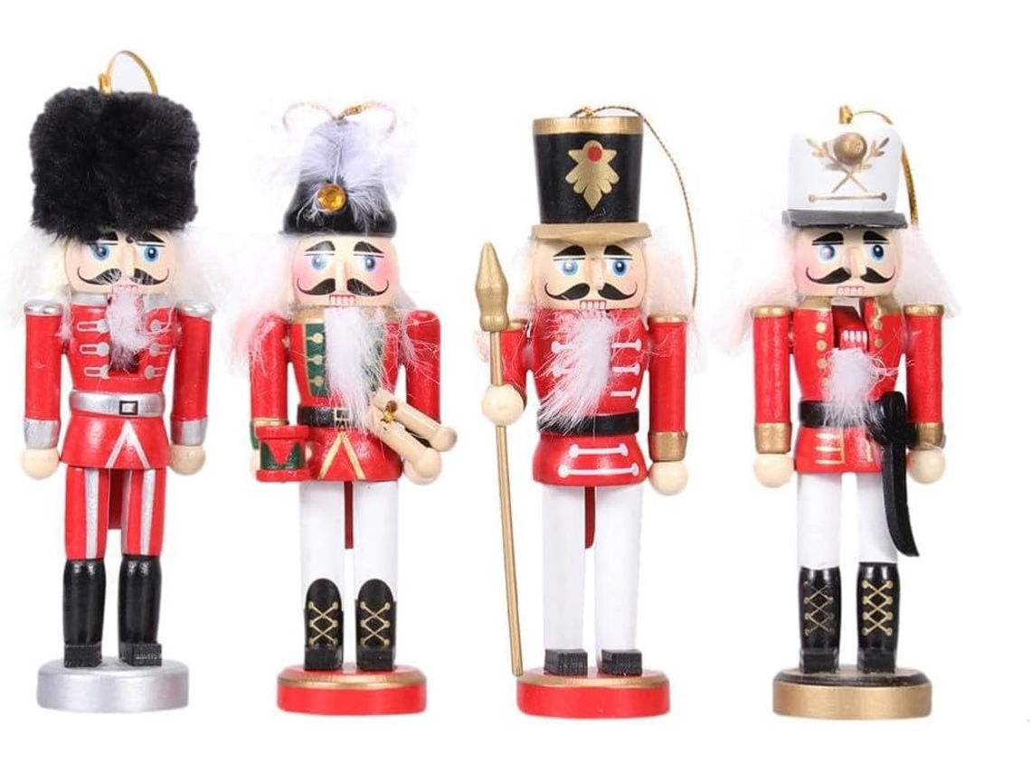 Juego 4 Colgantes Creativos Madera Nogal Forma Soldado 13 Cuerda Colgar Antideslizante Decoración Hogar