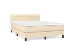 Maison Exclusive - Cama Box Spring Con Colchón Tela Color Crema 140x200 Cm