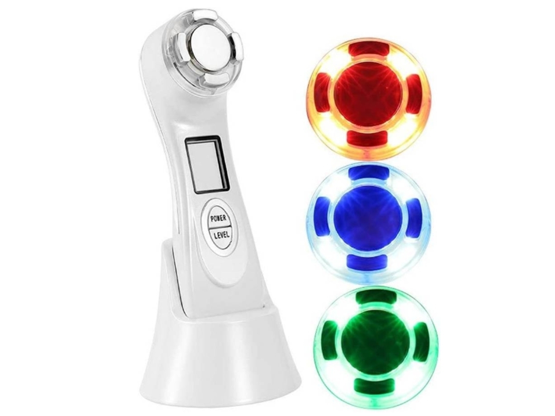 YEMAESRE Dispositivo de belleza facial ultrasónico antiarrugas de alta frecuencia 7 en 1 Luz ultrasónica LED blanca