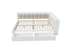 Sofá Cama De Pino De 140x200 Con 2 Cajones, Color Blanco.