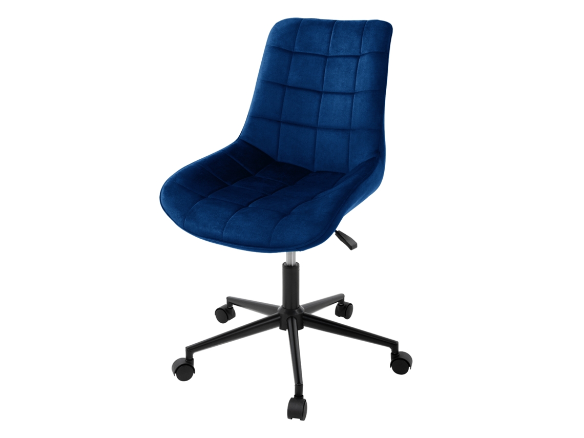 Silla de oficina con ruedas azul con funda de terciopelo y estructura metálica ML-DESIGN