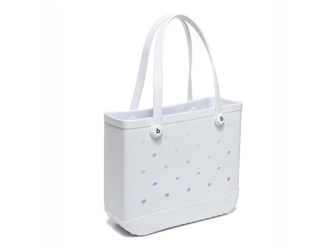 Bolso De Playa Grande De Eva Con Agujeros, Elegante, Para Nadar, Ir De Compras, Picnics, Blanco.