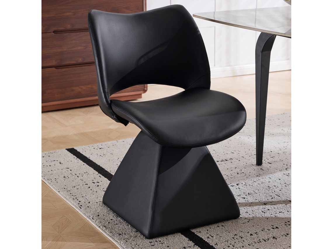 Silla Giratoria - Alta Espalda Moderna De Cuero Sintético - Negra