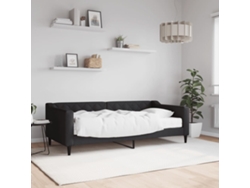 Sofá cama con colchón tela negro 90x190 cm