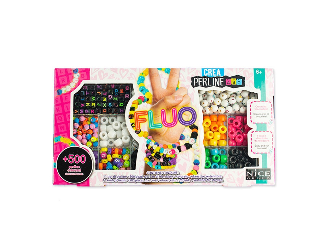 NICE Kit de pulsera Crea Perline Abc Fluo con 500 piezas 87003