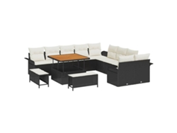 Maison Exclusive - Conjunto De Sofá De Jardín Con Cojín 13 Pcs Negro Y Crema