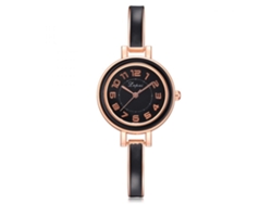 Relógio De Pulso De Quartzo Com Pingente De Chave Strass E Pulseira Tecida Para Mulheres Duoya (preto)