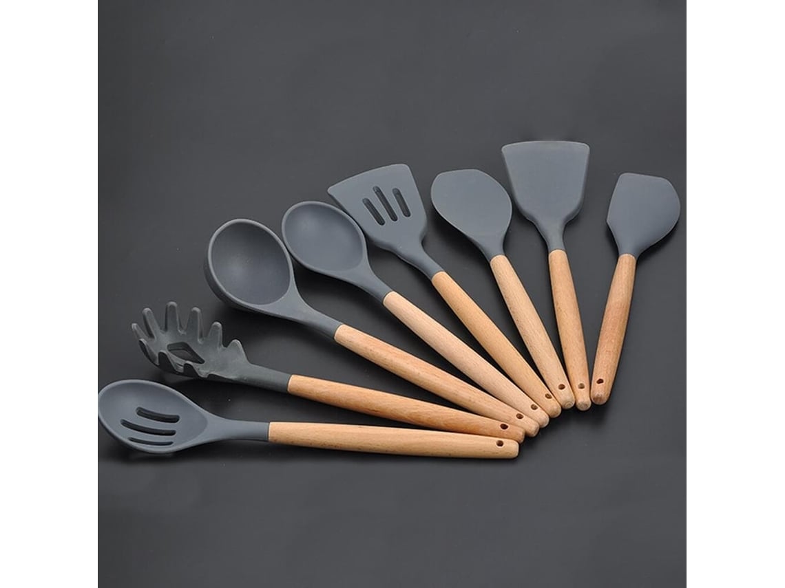 Conjunto de Utensílios Cozinha Silicone 8 Peças Panelas Resistentes Ao Calor Cozimento Cozim