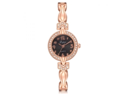 Elegante Reloj De Pulsera Para Mujer En Piel Sintética, Movimiento De Cuarzo Analógico Gaiety, Color Negro.