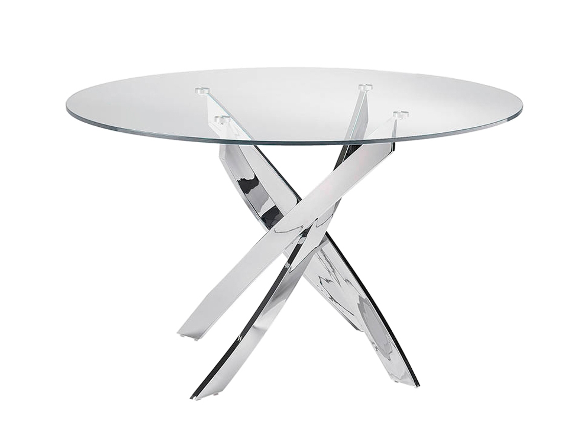 Mesa de Comedor ANGEL CERDÁ. 1061 (Marrón - Acero inoxidable, Vidrio - Ø140 x 75 cm)