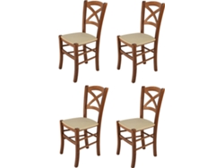 Conjunto de 4 Cadeiras T M C S Cross 332NO-110-NL021 (Castanho - 88x43x46 cm - Madeira)