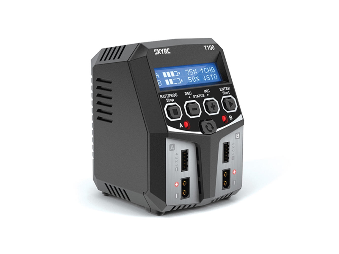 Cargador de equilibrio Skyrc T100 Dual 5A 2x50W para 2 baterías de iones de litio LiPo 4S