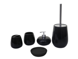 Juego de 5 accesorios de baño de cerámica, color negro 04_0004841