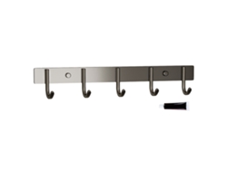 Perchero de pared con 5 ganchos, de aluminio, para abrigos, sombreros, toallas, bolsos, batas, baño y entrada, color gris.